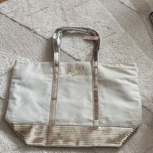 Victoria's Secret Elegant White and Gold Tote